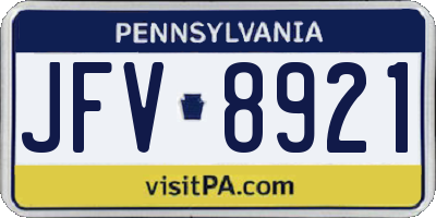 PA license plate JFV8921
