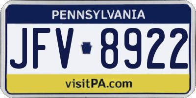 PA license plate JFV8922