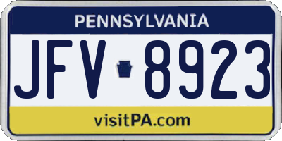 PA license plate JFV8923