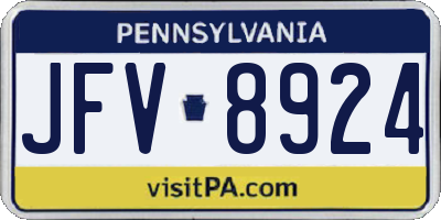 PA license plate JFV8924