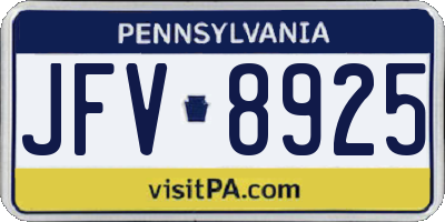 PA license plate JFV8925