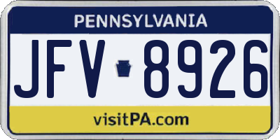 PA license plate JFV8926