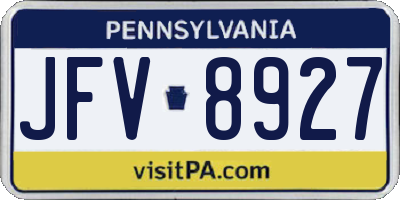 PA license plate JFV8927
