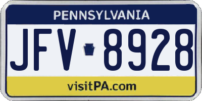 PA license plate JFV8928