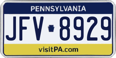 PA license plate JFV8929
