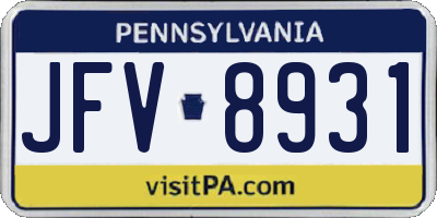 PA license plate JFV8931