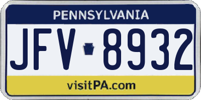 PA license plate JFV8932