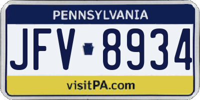 PA license plate JFV8934