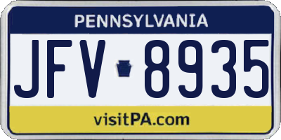 PA license plate JFV8935