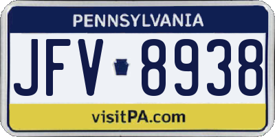 PA license plate JFV8938