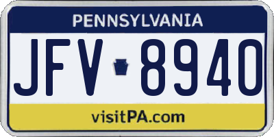PA license plate JFV8940