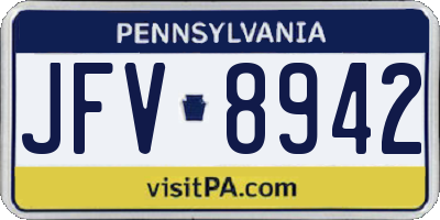 PA license plate JFV8942
