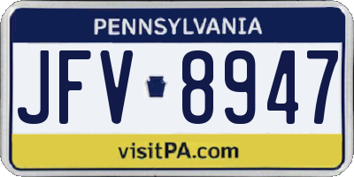 PA license plate JFV8947