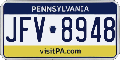 PA license plate JFV8948