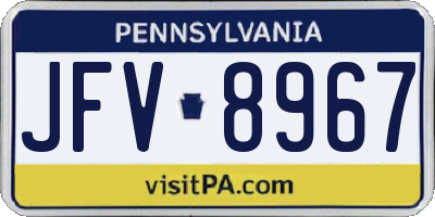 PA license plate JFV8967
