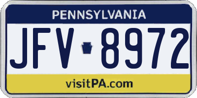 PA license plate JFV8972