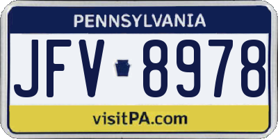 PA license plate JFV8978