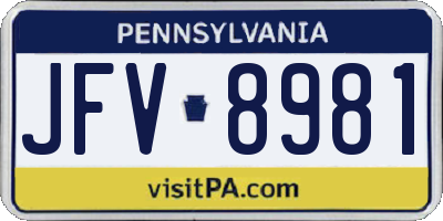 PA license plate JFV8981