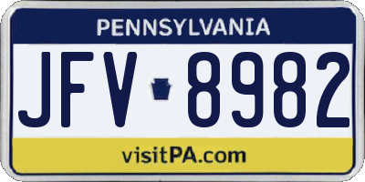 PA license plate JFV8982