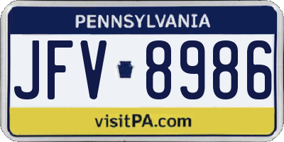 PA license plate JFV8986