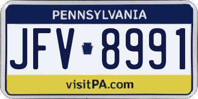 PA license plate JFV8991