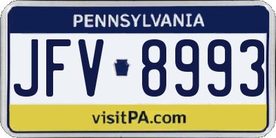 PA license plate JFV8993