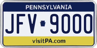 PA license plate JFV9000
