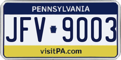 PA license plate JFV9003