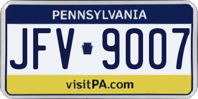 PA license plate JFV9007
