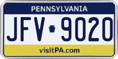 PA license plate JFV9020