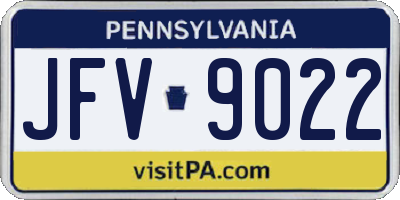 PA license plate JFV9022