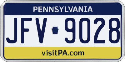 PA license plate JFV9028