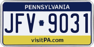 PA license plate JFV9031