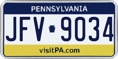 PA license plate JFV9034