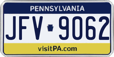 PA license plate JFV9062