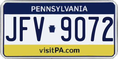 PA license plate JFV9072