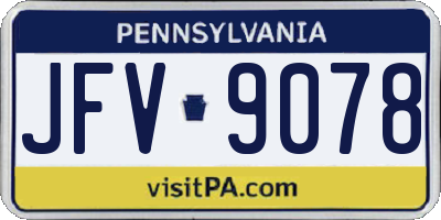 PA license plate JFV9078