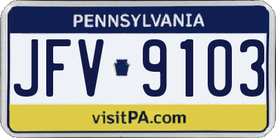 PA license plate JFV9103