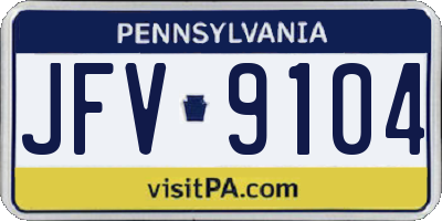 PA license plate JFV9104