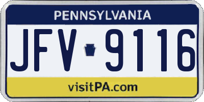 PA license plate JFV9116