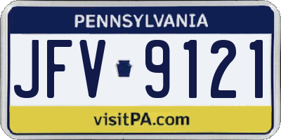 PA license plate JFV9121
