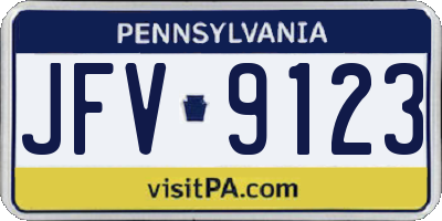 PA license plate JFV9123