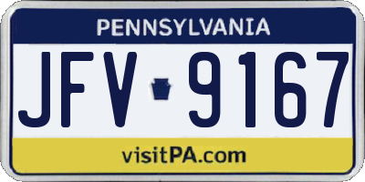PA license plate JFV9167