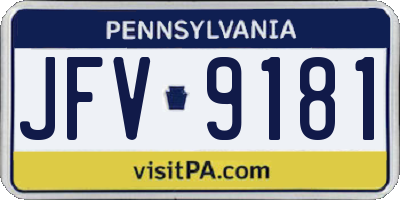 PA license plate JFV9181