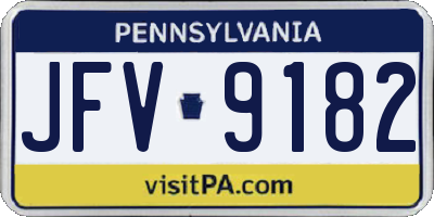 PA license plate JFV9182