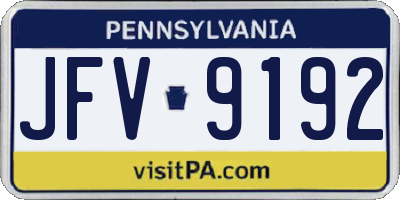 PA license plate JFV9192