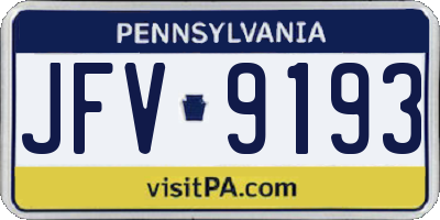 PA license plate JFV9193