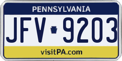 PA license plate JFV9203