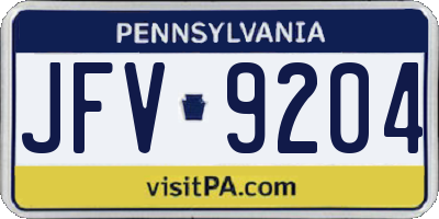 PA license plate JFV9204