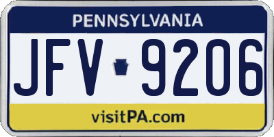 PA license plate JFV9206